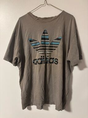 Vtg Adidas Originals Gray Blue Short Sleeve T-shirt Vintage Size 2XL